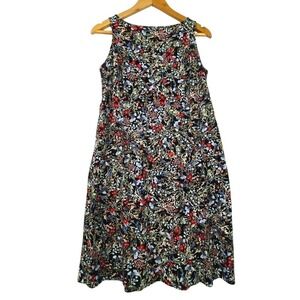 J. Jill Wearever sleeveless smocked‎ tank dress knee length sz S Petite floral